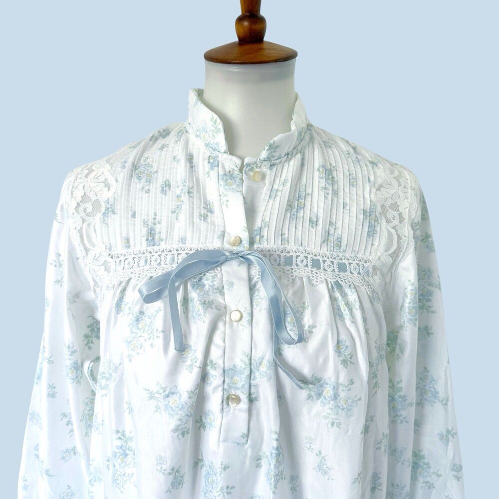 VTG Barbizon Cuddleskin Long Sleeve Floral Nightgown SP Cottagecore Prairie NWT